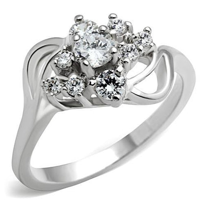 SS032 - Silver 925 Sterling Silver Ring with AAA Grade CZ  in Clear-0