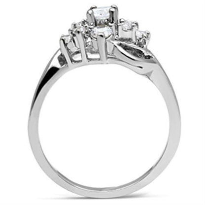 SS032 - Silver 925 Sterling Silver Ring with AAA Grade CZ  in Clear-2