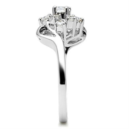 SS032 - Silver 925 Sterling Silver Ring with AAA Grade CZ  in Clear-3