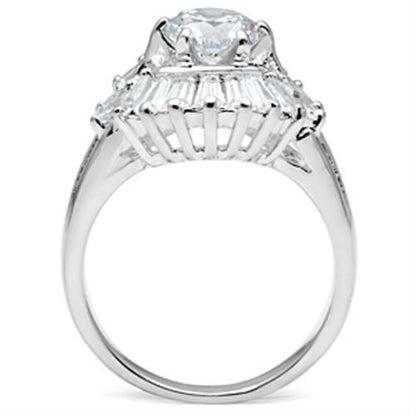 SS039 - Silver 925 Sterling Silver Ring with AAA Grade CZ  in Clear-2