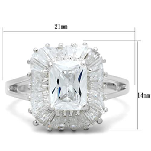 SS040 - Silver 925 Sterling Silver Ring with AAA Grade CZ  in Clear-1