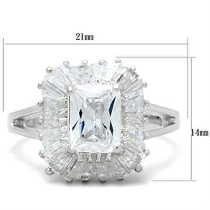 SS040 - Silver 925 Sterling Silver Ring with AAA Grade CZ  in Clear-1