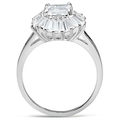 SS040 - Silver 925 Sterling Silver Ring with AAA Grade CZ  in Clear-2