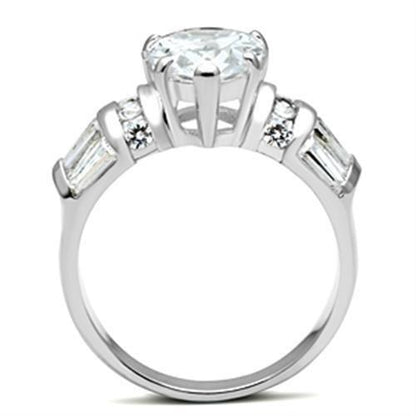 SS049 - Silver 925 Sterling Silver Ring with AAA Grade CZ  in Clear