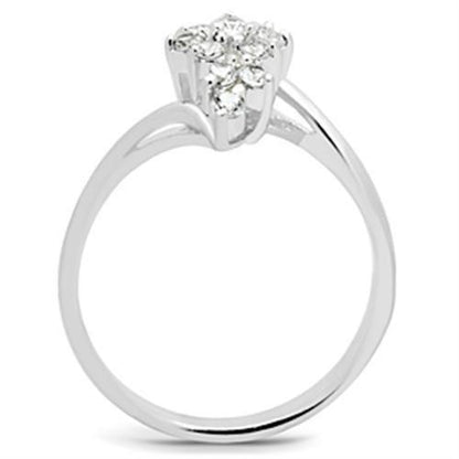 SS054 - Silver 925 Sterling Silver Ring with AAA Grade CZ  in Clear-2