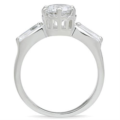 SS060 - Silver 925 Sterling Silver Ring with AAA Grade CZ  in Clear-2