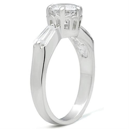 SS060 - Silver 925 Sterling Silver Ring with AAA Grade CZ  in Clear-3