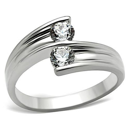 SS064 - Silver 925 Sterling Silver Ring with AAA Grade CZ  in Clear-0