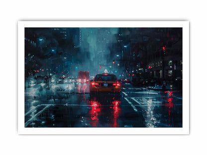 Rain Drive   Canvas Painting Art Print