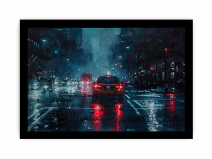 Rain Drive   Canvas Painting Art Print