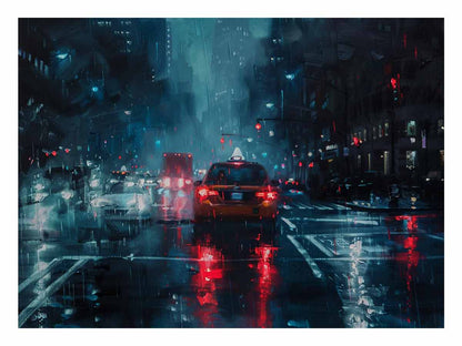 Rain Drive   Canvas Painting Art Print
