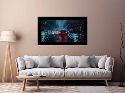 Rain Drive   Canvas Painting Art Print
