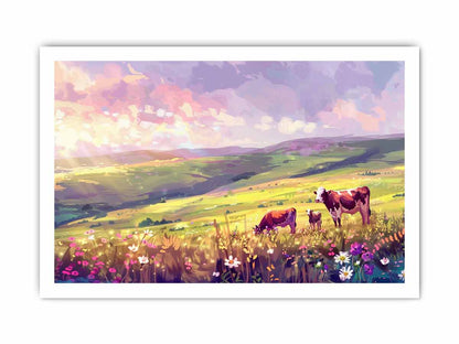 Morning Cows grazing   Canvas Painting Artwork