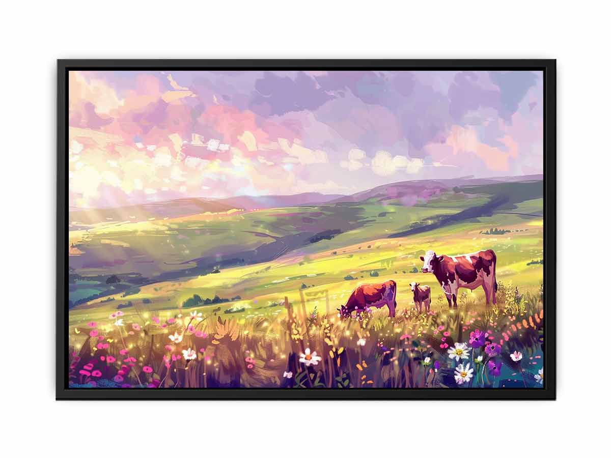 Morning Cows grazing   Canvas Painting Artwork
