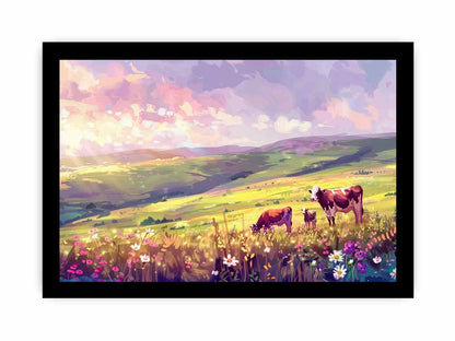 Morning Cows grazing   Canvas Painting Artwork