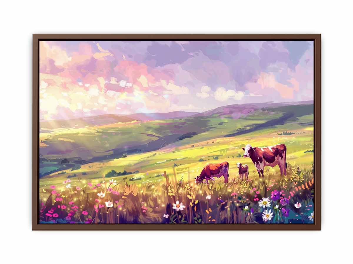 Morning Cows grazing   Canvas Painting Artwork