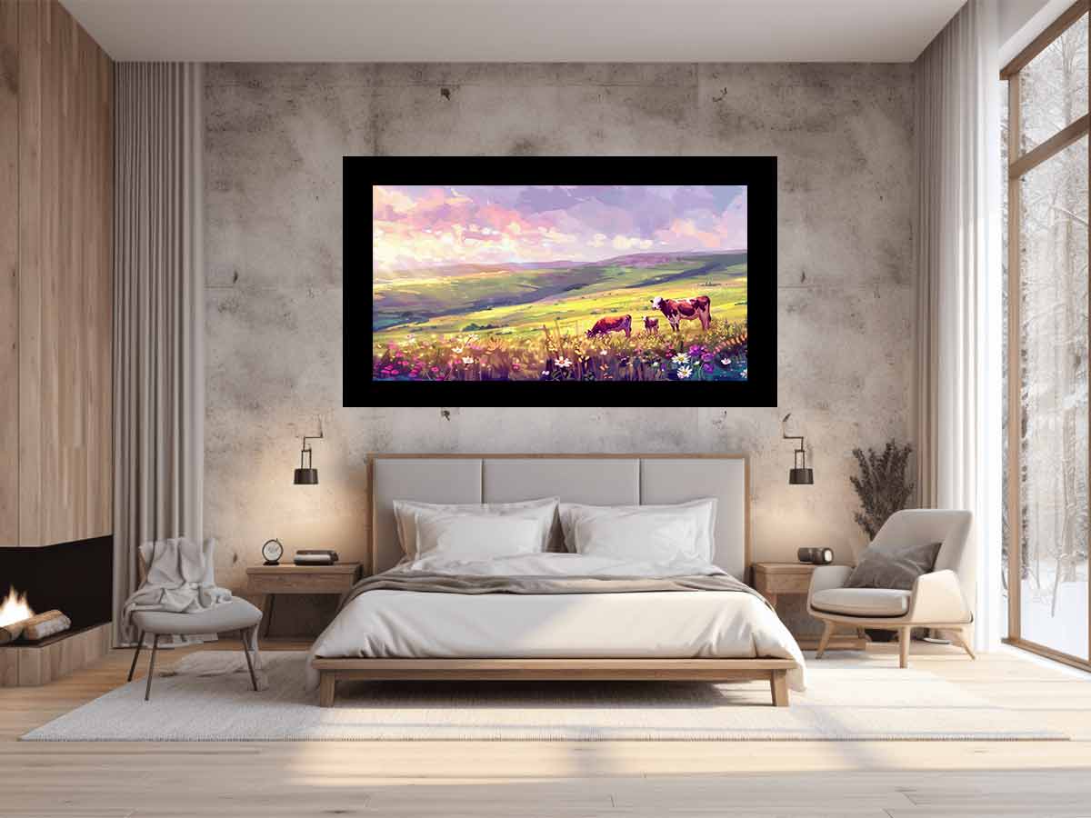 Morning Cows grazing   Canvas Painting Artwork