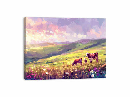Morning Cows grazing   Canvas Painting Artwork