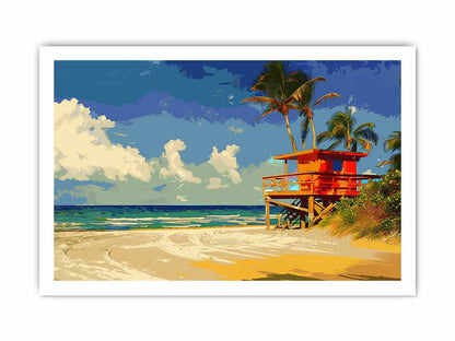 Beach Life Guard  Canvas Painting  Print