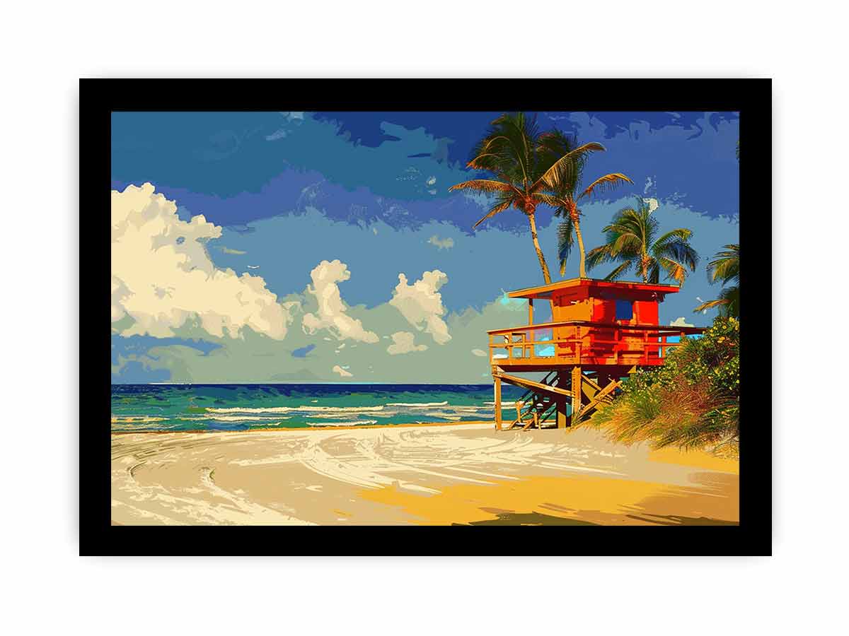 Beach Life Guard  Canvas Painting  Print
