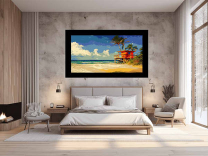 Beach Life Guard  Canvas Painting  Print