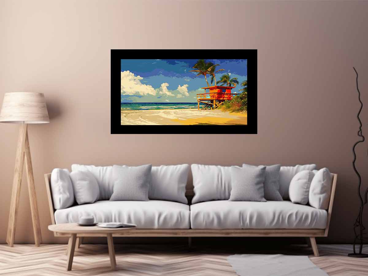 Beach Life Guard  Canvas Painting  Print
