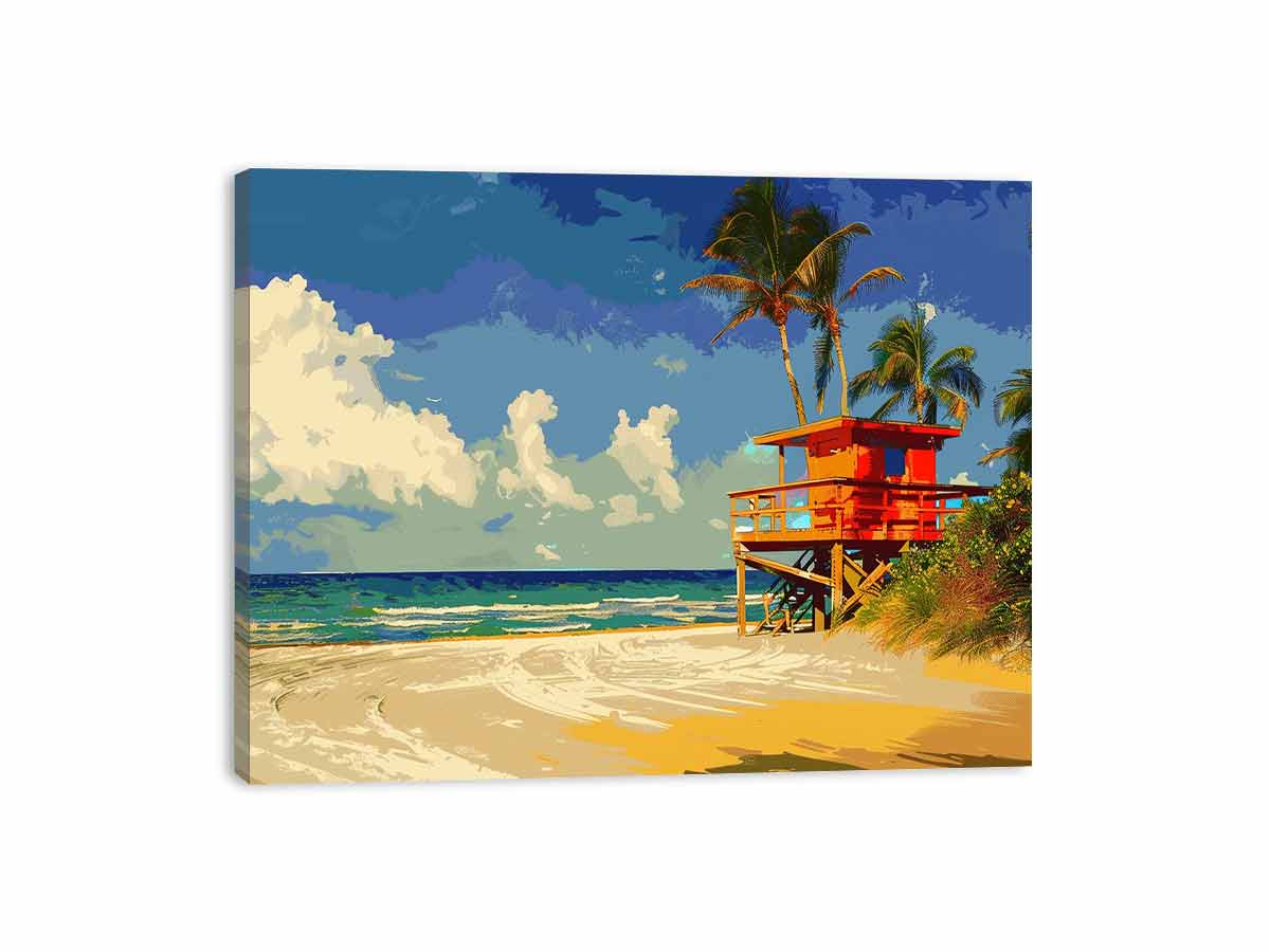 Beach Life Guard  Canvas Painting  Print