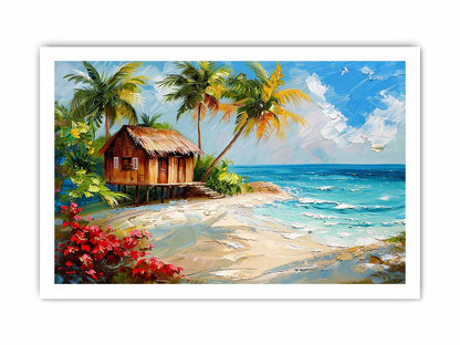 Wooden House on Beach Canvas Art Print