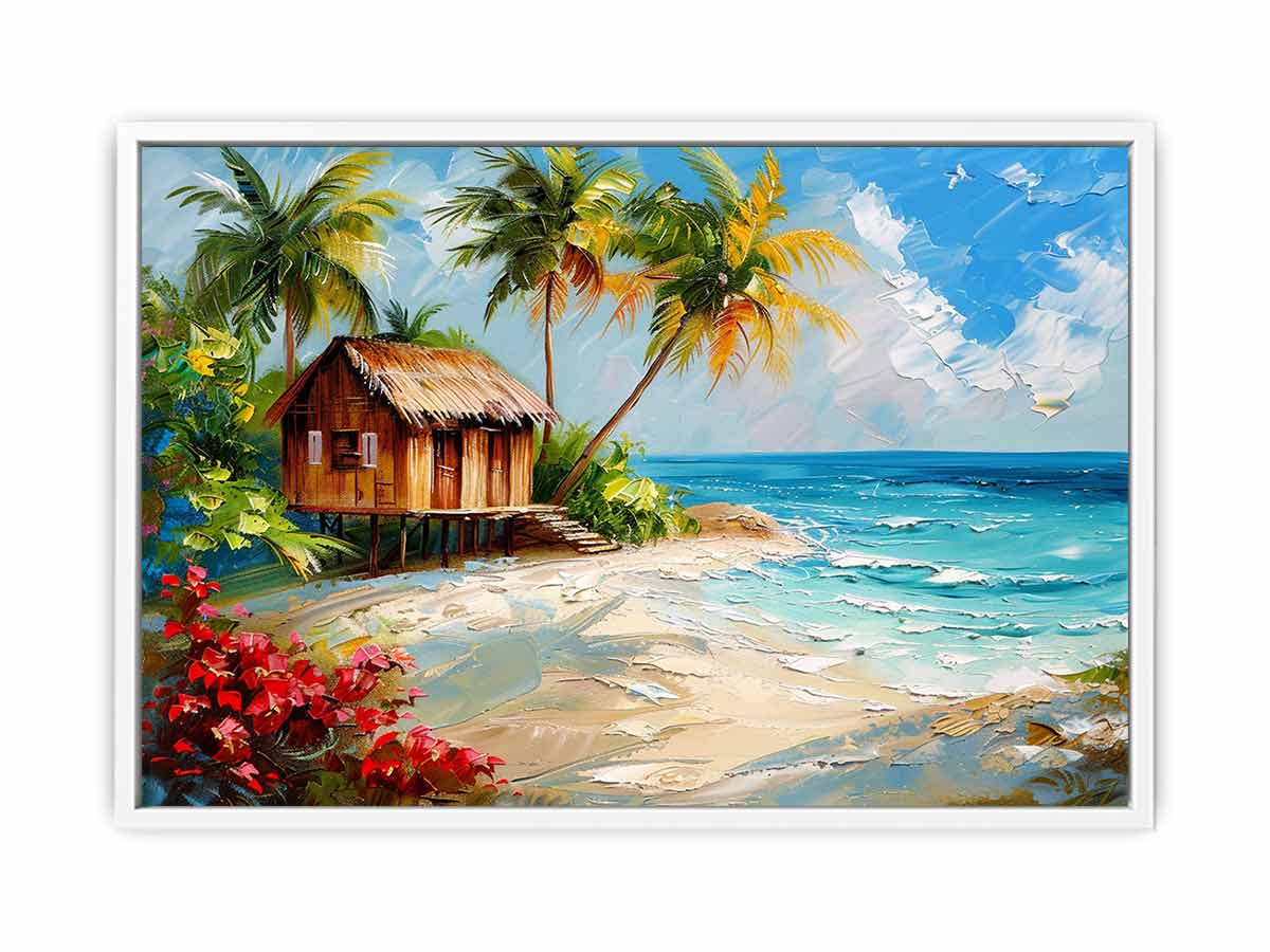 Wooden House on Beach Canvas Art Print