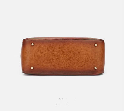 Womens Vintage Leather Top Handle Satchel Bag
